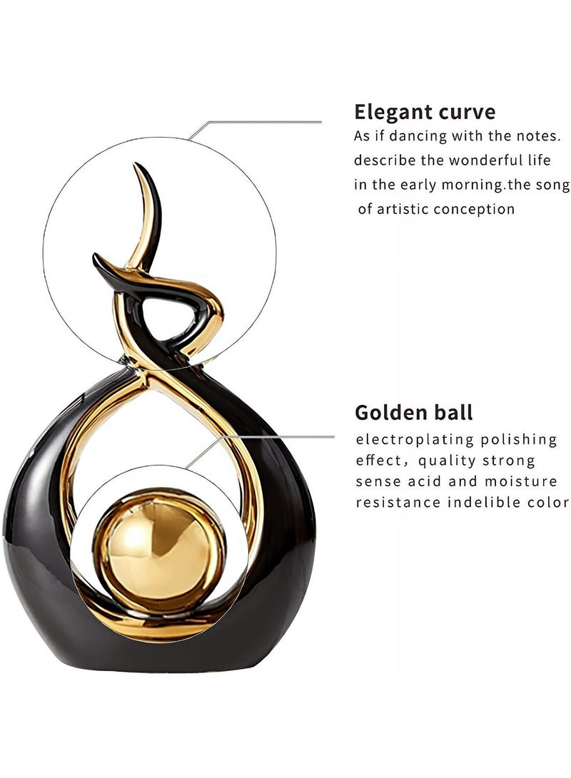 ALMiHomi Modern Abstract Ceramic Statue Home Decor – Black & Gold Table Sculpture for Living Room, Office & Dining Table Centerpiece, Luxury Decorative Figurine - Image 4